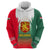 Bulgaria National Crest Zip Hoodie with Tricolor Design and Folk Cuff Pattern