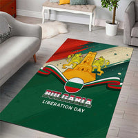 Bulgaria Liberation Day Area Rug with Shipka Monument and Tricolor Lion Graphic