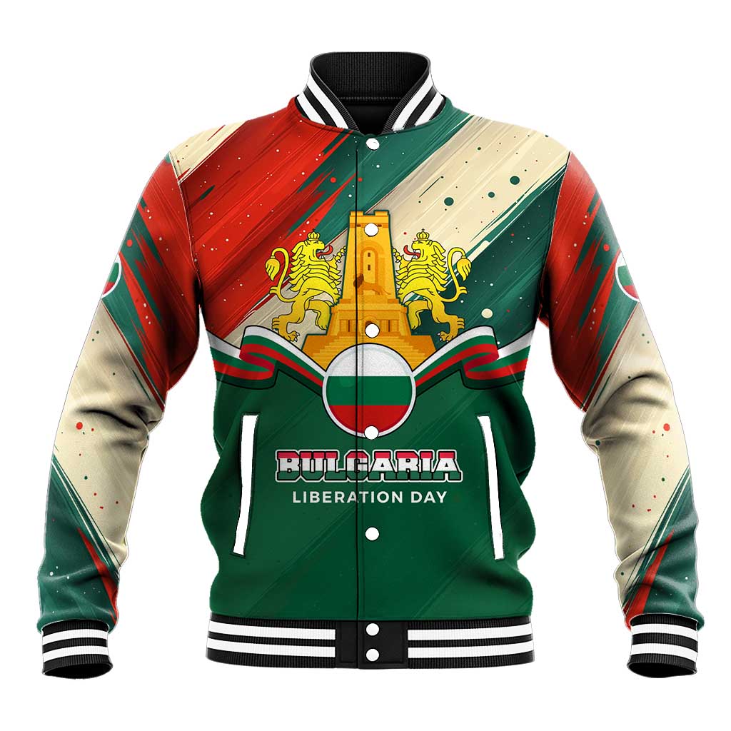 Bulgaria Liberation Day Baseball Jacket with Shipka Monument and Tricolor Lion Graphic