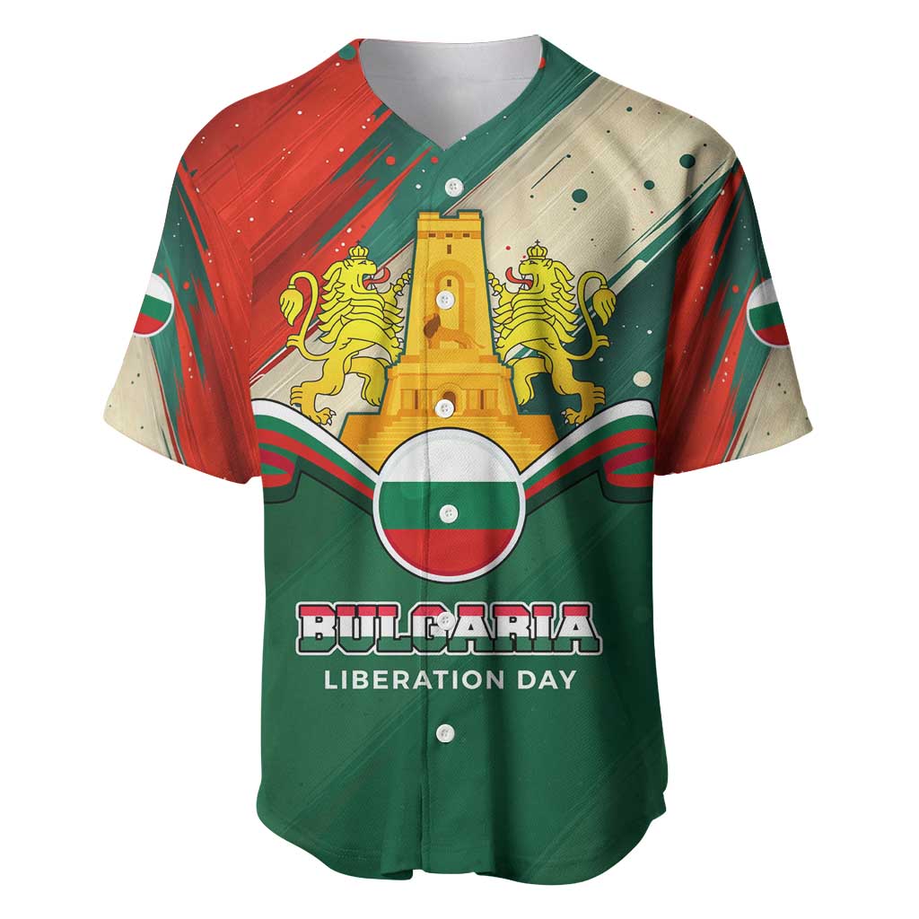 Bulgaria Liberation Day Baseball Jersey with Shipka Monument and Tricolor Lion Graphic