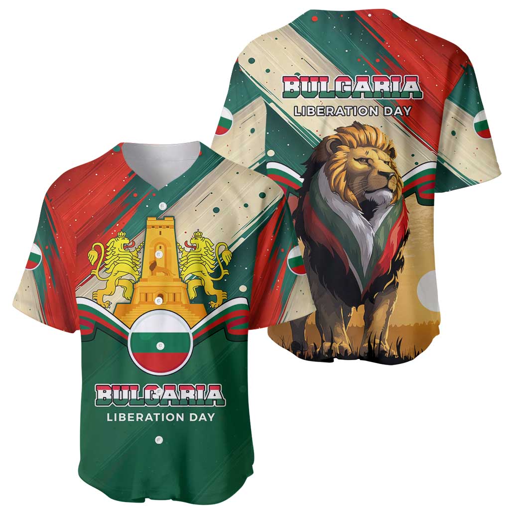 Bulgaria Liberation Day Baseball Jersey with Shipka Monument and Tricolor Lion Graphic