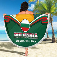 Bulgaria Liberation Day Beach Blanket with Shipka Monument and Tricolor Lion Graphic