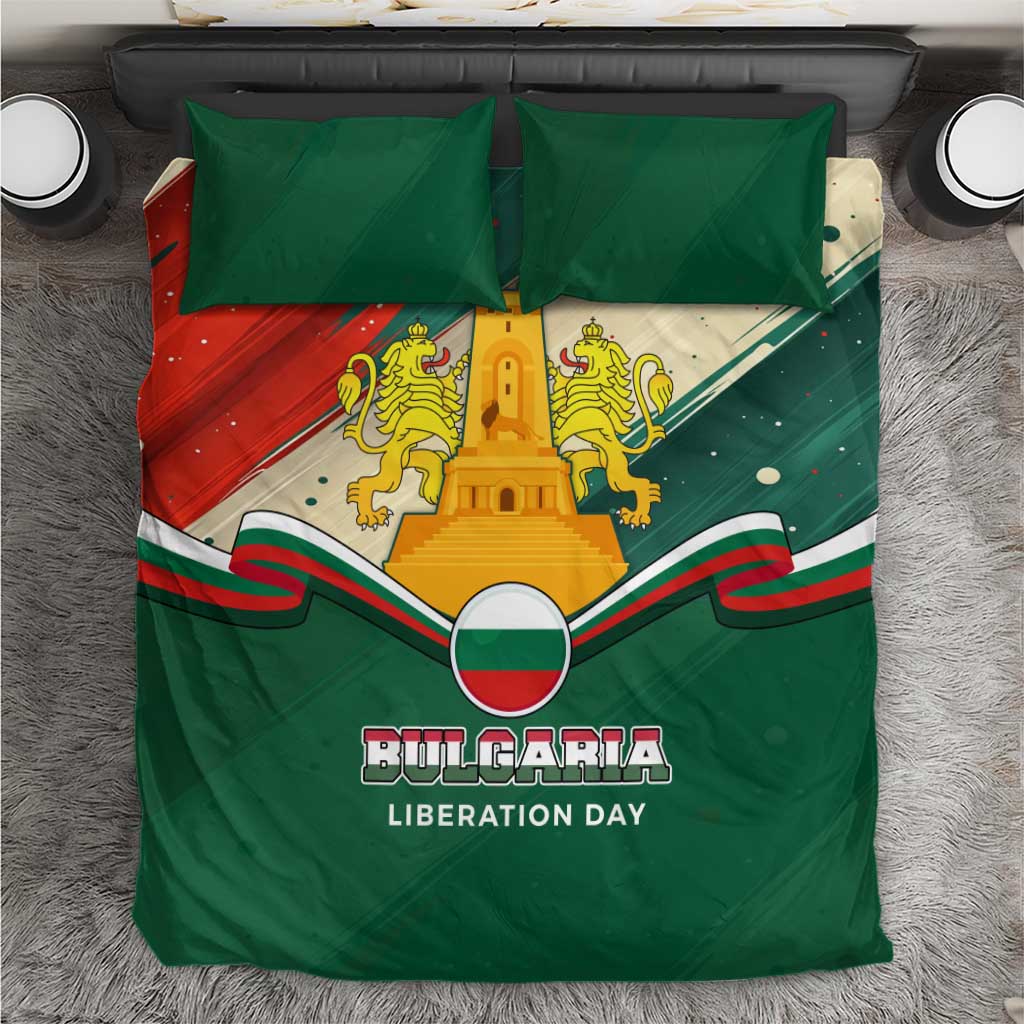 Bulgaria Liberation Day Bedding Set with Shipka Monument and Tricolor Lion Graphic