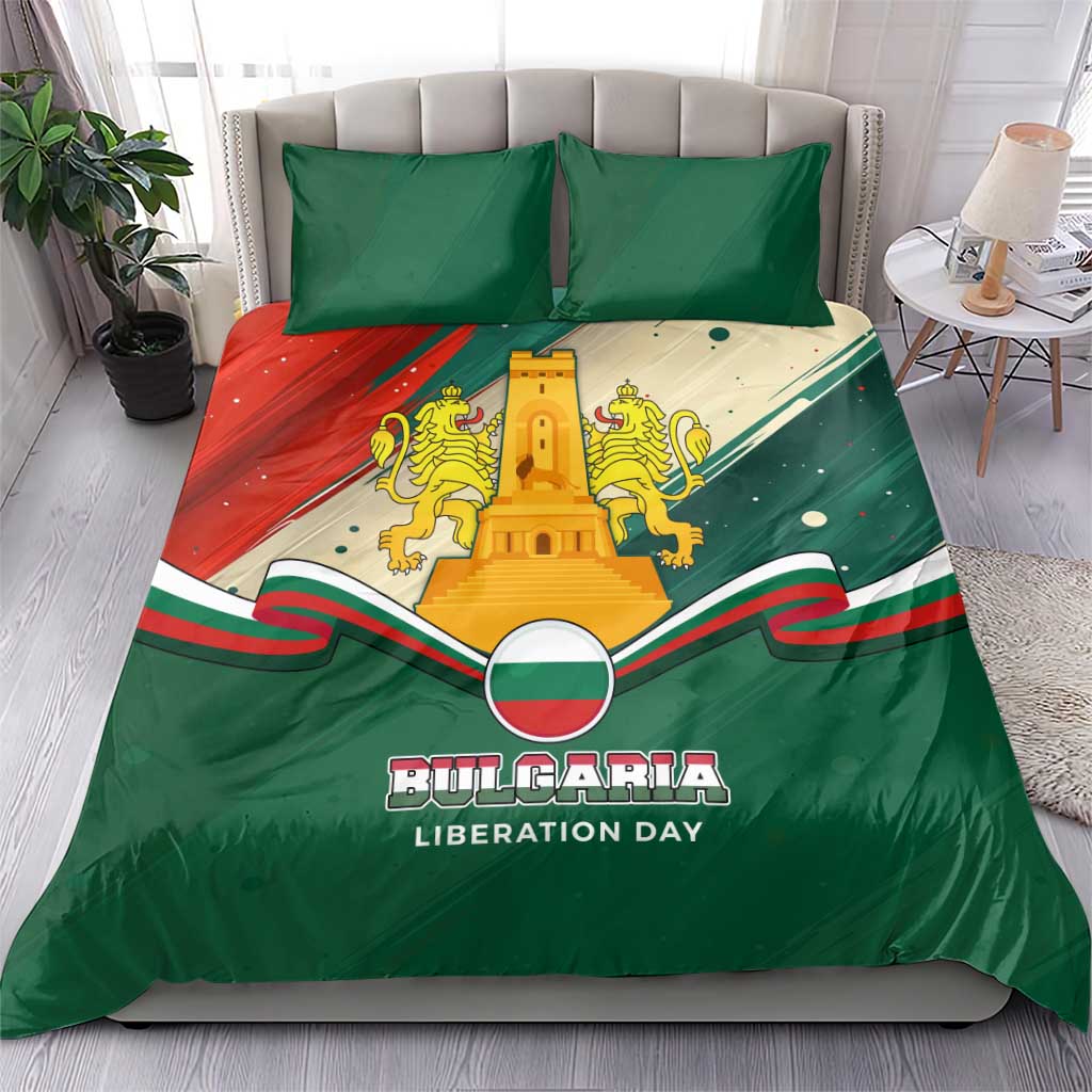 Bulgaria Liberation Day Bedding Set with Shipka Monument and Tricolor Lion Graphic
