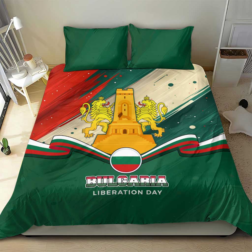 Bulgaria Liberation Day Bedding Set with Shipka Monument and Tricolor Lion Graphic