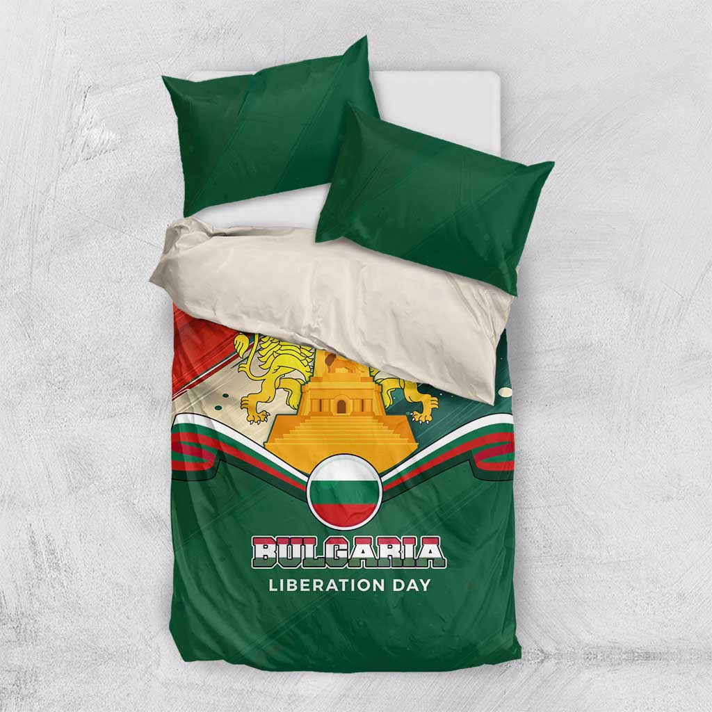 Bulgaria Liberation Day Bedding Set with Shipka Monument and Tricolor Lion Graphic