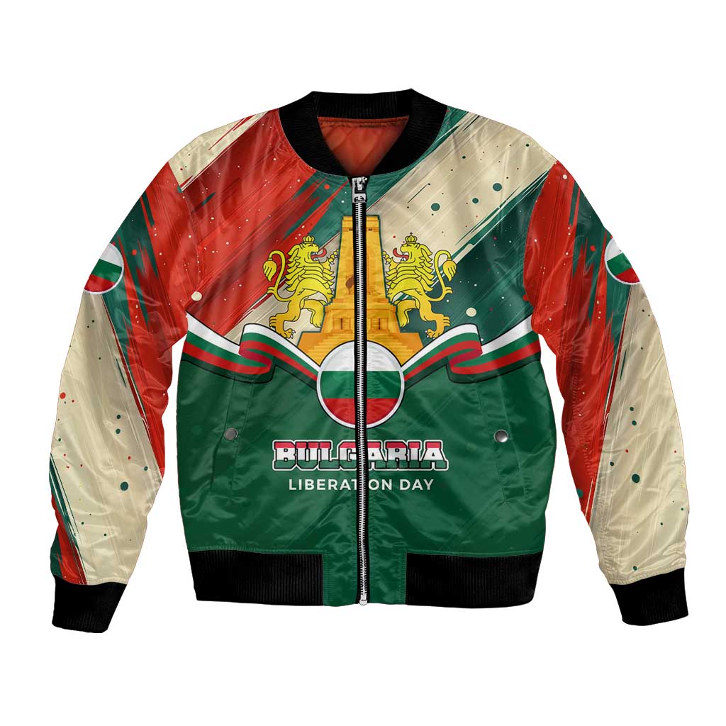 Bulgaria Liberation Day Bomber Jacket with Shipka Monument and Tricolor Lion Graphic
