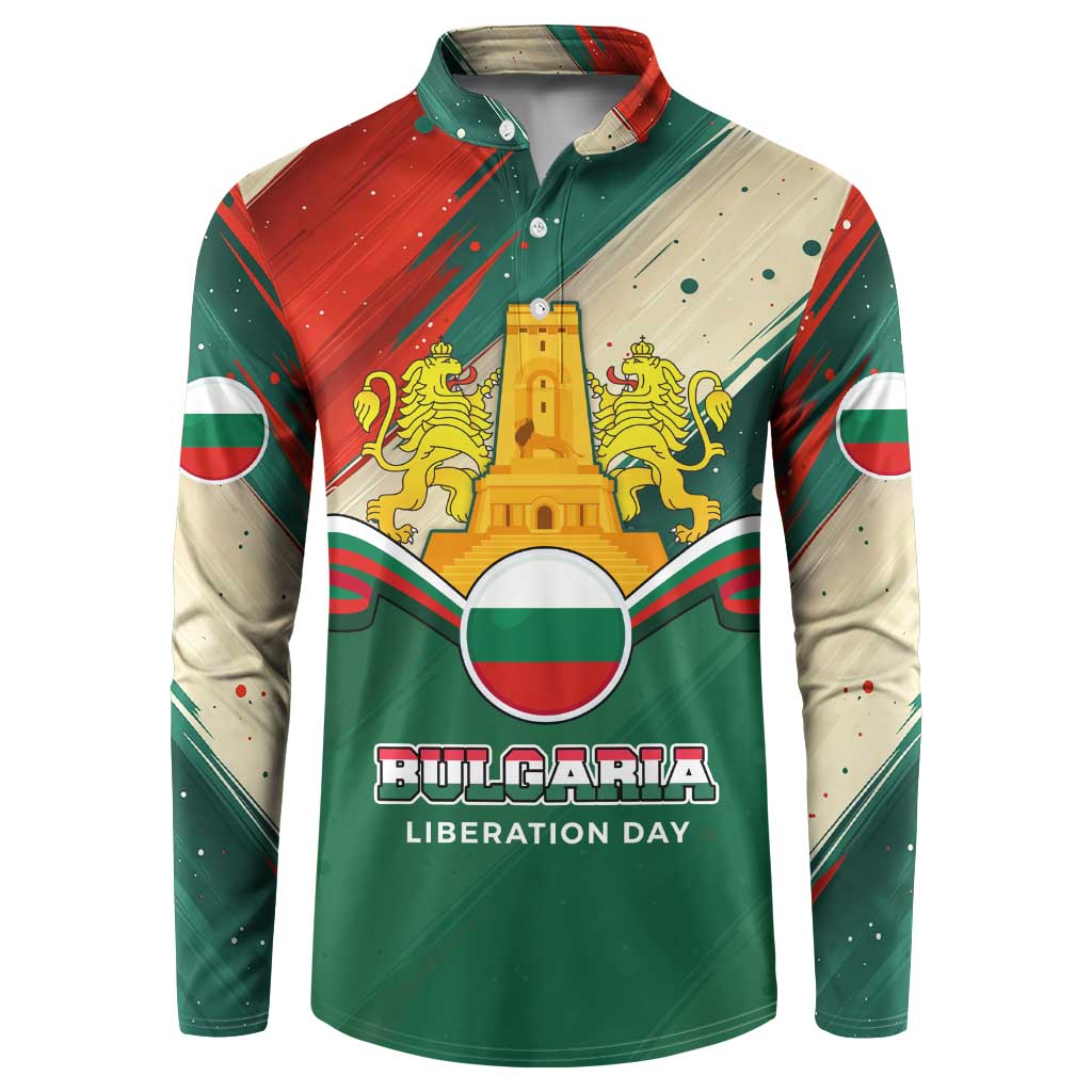 Bulgaria Liberation Day Button Sweatshirt with Shipka Monument and Tricolor Lion Graphic