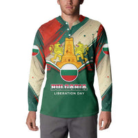 Bulgaria Liberation Day Button Sweatshirt with Shipka Monument and Tricolor Lion Graphic