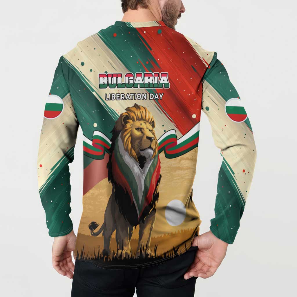 Bulgaria Liberation Day Button Sweatshirt with Shipka Monument and Tricolor Lion Graphic