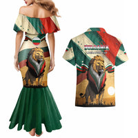 Bulgaria Liberation Day Couples Matching Mermaid Dress and Hawaiian Shirt with Shipka Monument and Tricolor Lion Graphic