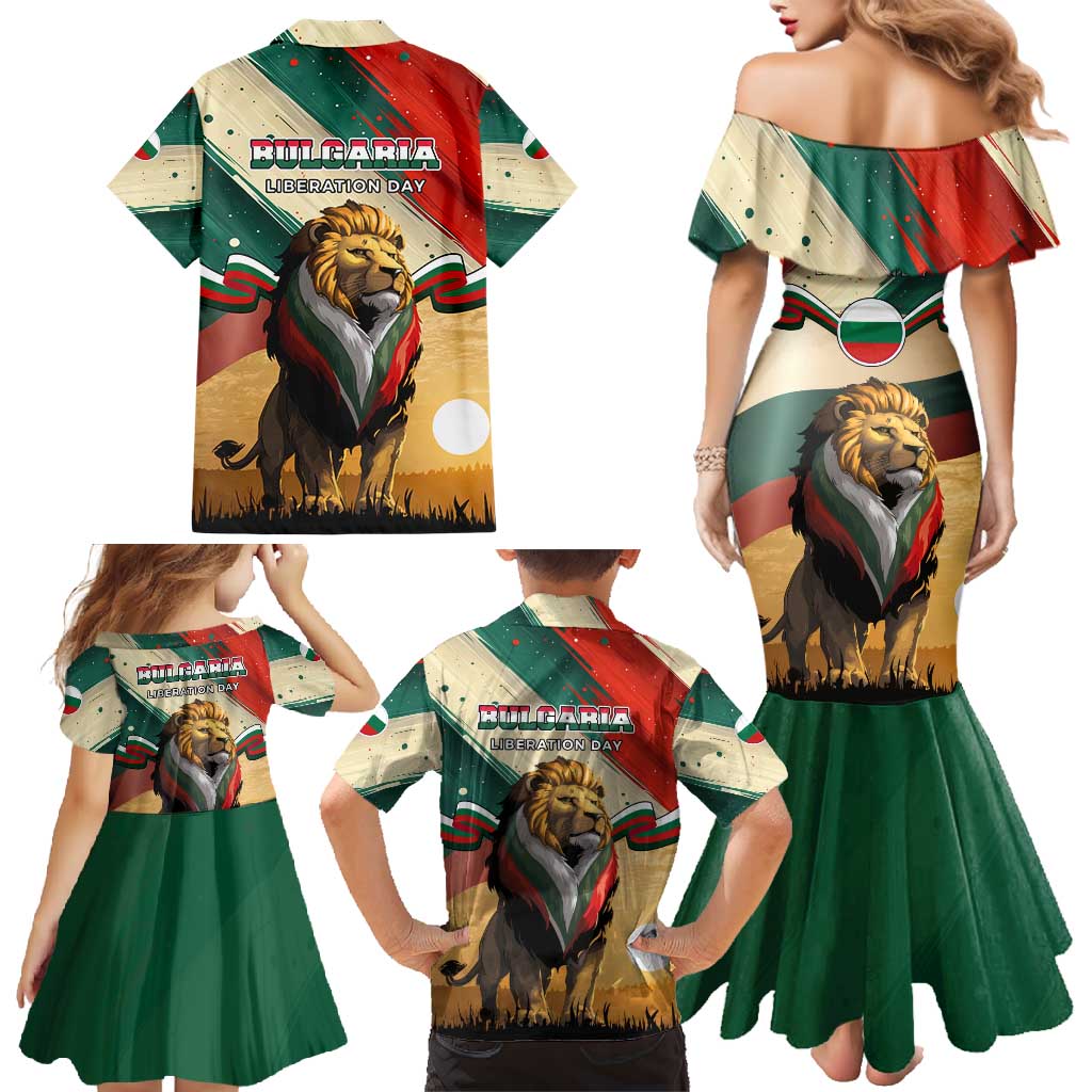 Bulgaria Liberation Day Family Matching Mermaid Dress and Hawaiian Shirt with Shipka Monument and Tricolor Lion Graphic