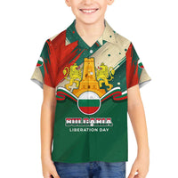 Bulgaria Liberation Day Family Matching Off The Shoulder Long Sleeve Dress and Hawaiian Shirt with Shipka Monument and Tricolor Lion Graphic