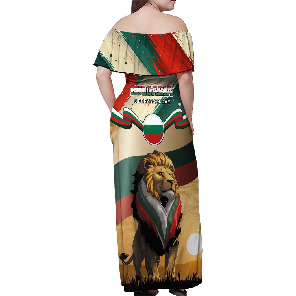 Bulgaria Liberation Day Family Matching Off Shoulder Maxi Dress and Hawaiian Shirt with Shipka Monument and Tricolor Lion Graphic
