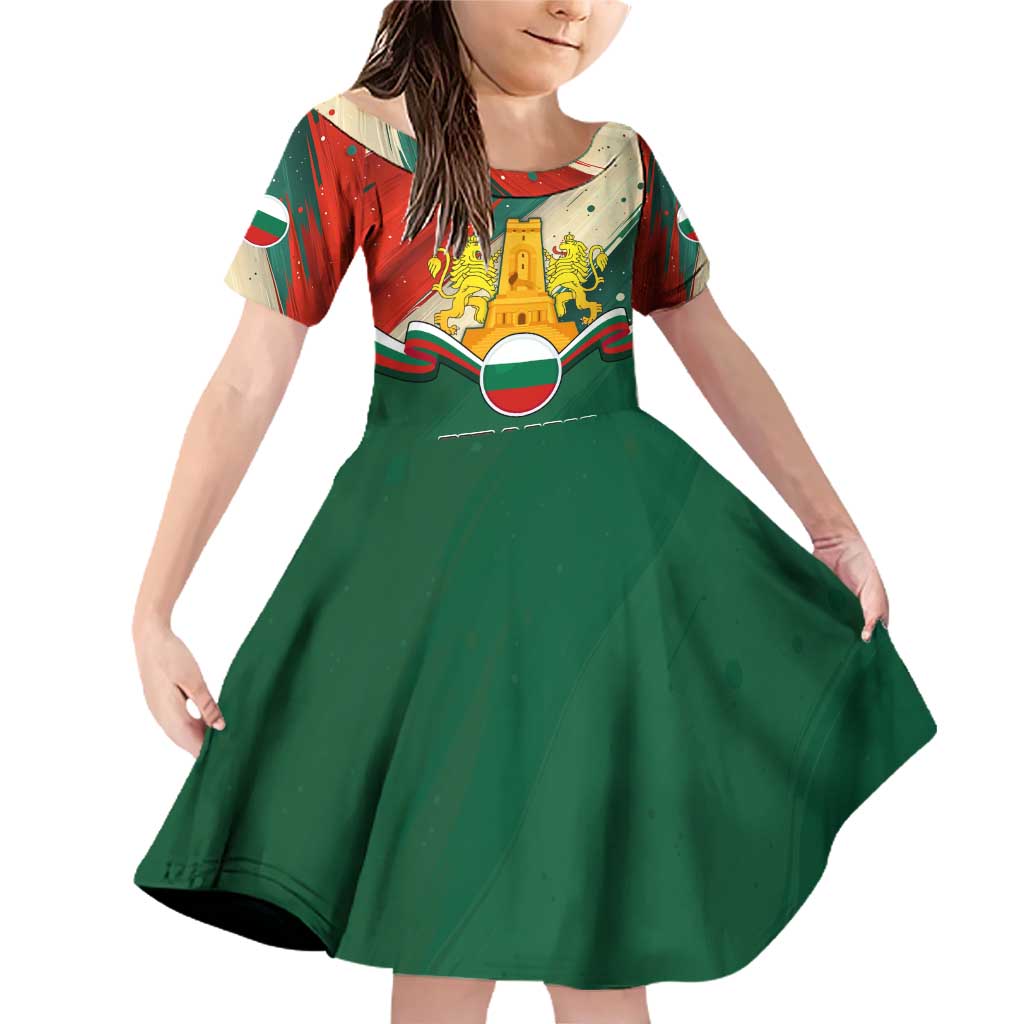 Bulgaria Liberation Day Family Matching Off Shoulder Short Dress and Hawaiian Shirt with Shipka Monument and Tricolor Lion Graphic