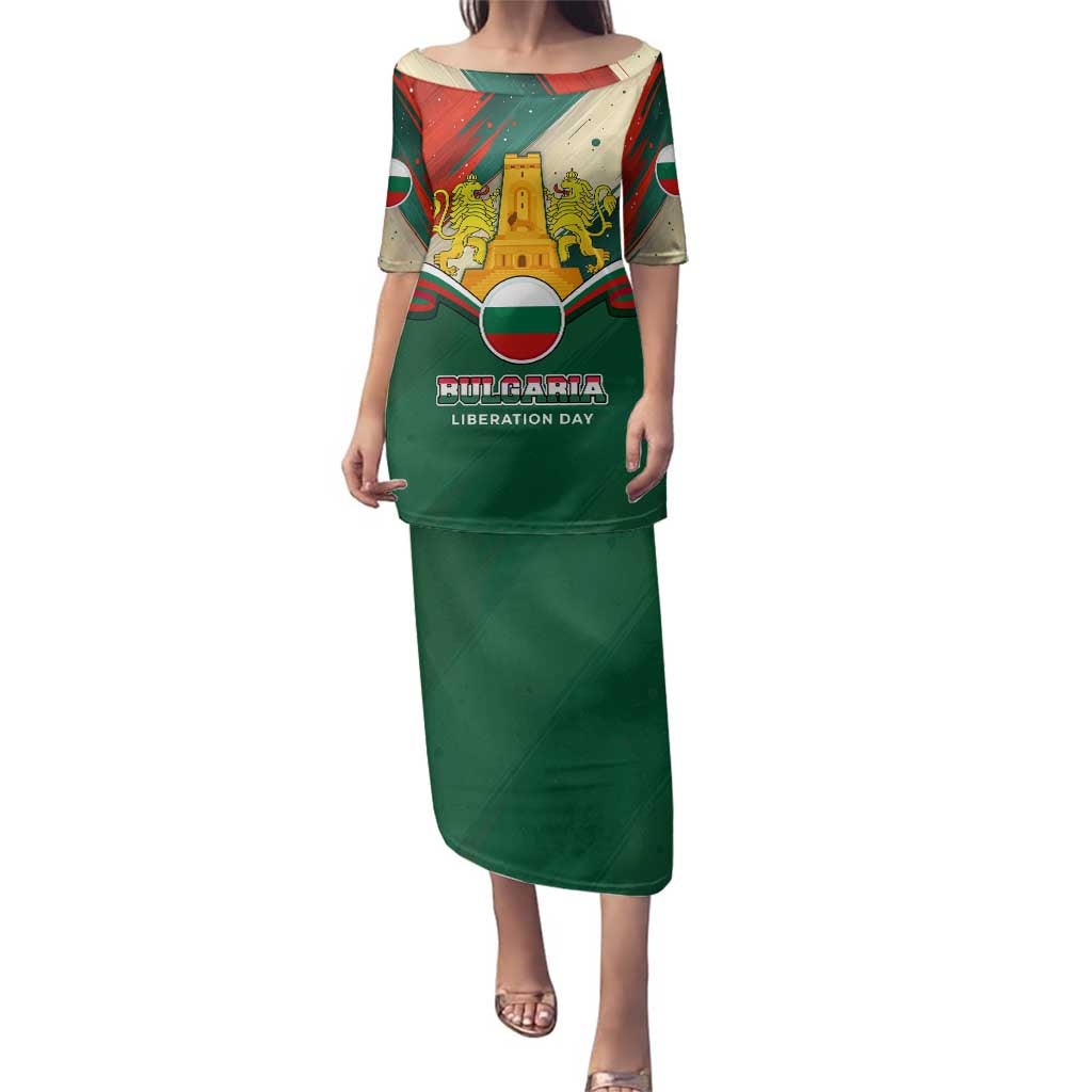 Bulgaria Liberation Day Family Matching Puletasi and Hawaiian Shirt with Shipka Monument and Tricolor Lion Graphic