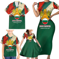 Bulgaria Liberation Day Family Matching Short Sleeve Bodycon Dress and Hawaiian Shirt with Shipka Monument and Tricolor Lion Graphic
