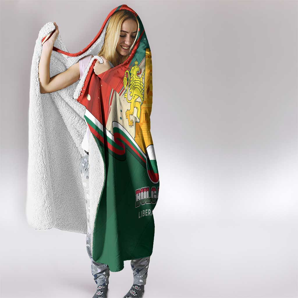 Bulgaria Liberation Day Hooded Blanket with Shipka Monument and Tricolor Lion Graphic