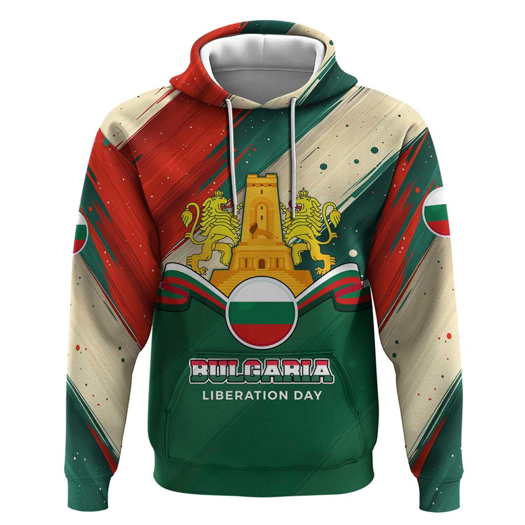 Bulgaria Liberation Day Hoodie with Shipka Monument and Tricolor Lion Graphic