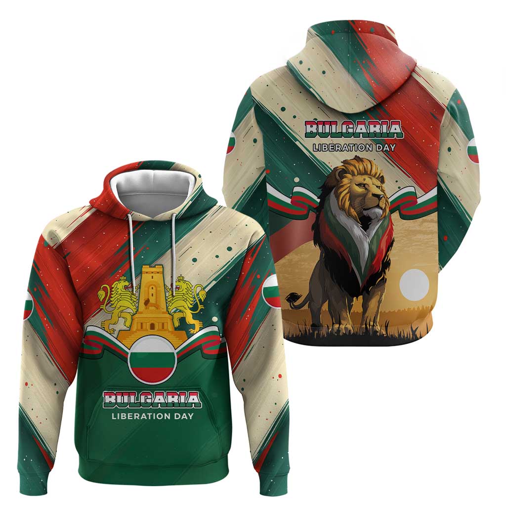 Bulgaria Liberation Day Hoodie with Shipka Monument and Tricolor Lion Graphic