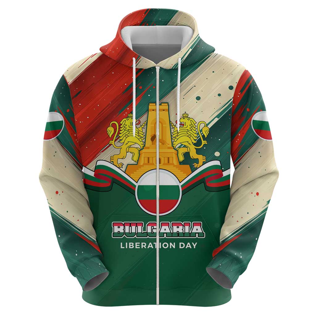 Bulgaria Liberation Day Hoodie with Shipka Monument and Tricolor Lion Graphic