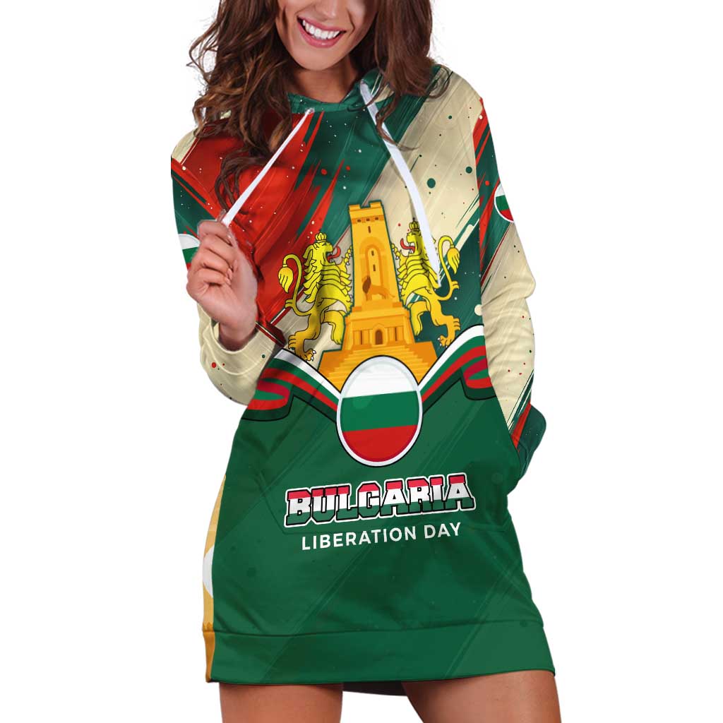 Bulgaria Liberation Day Hoodie Dress with Shipka Monument and Tricolor Lion Graphic
