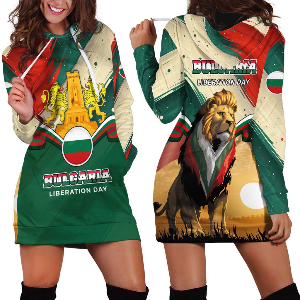 Bulgaria Liberation Day Hoodie Dress with Shipka Monument and Tricolor Lion Graphic