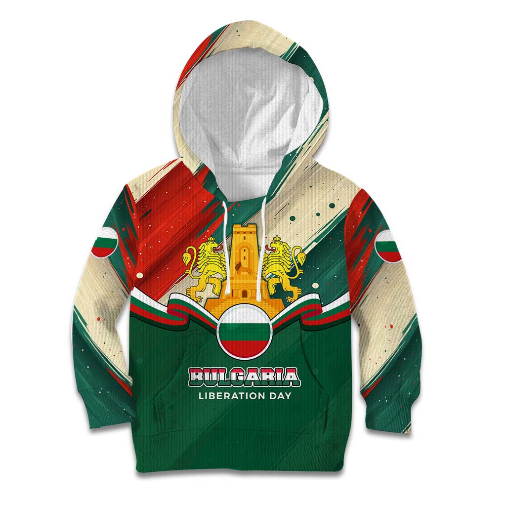 Bulgaria Liberation Day Kid Hoodie with Shipka Monument and Tricolor Lion Graphic