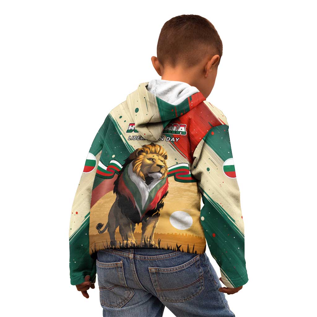 Bulgaria Liberation Day Kid Hoodie with Shipka Monument and Tricolor Lion Graphic