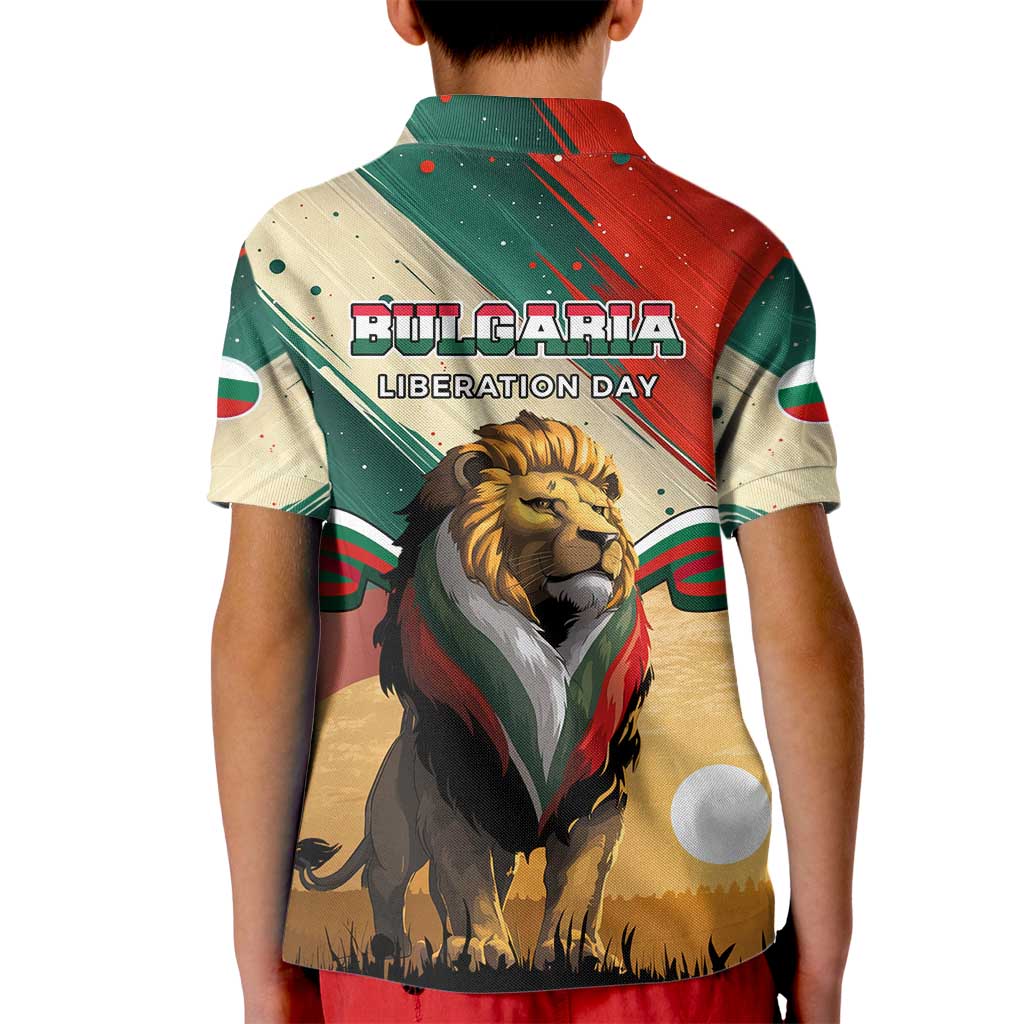 Bulgaria Liberation Day Kid Polo Shirt with Shipka Monument and Tricolor Lion Graphic