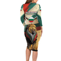 Bulgaria Liberation Day Long Sleeve Bodycon Dress with Shipka Monument and Tricolor Lion Graphic