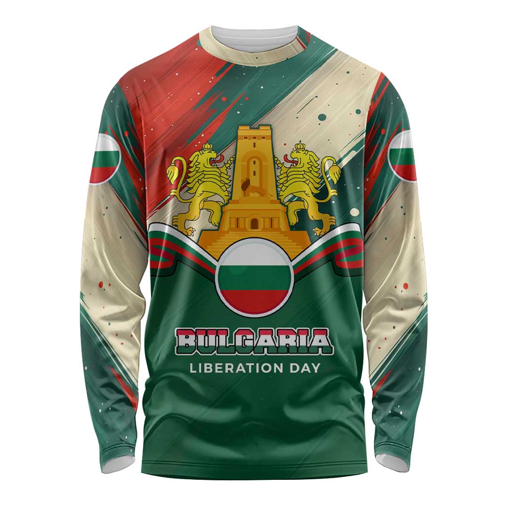 Bulgaria Liberation Day Long Sleeve Shirt with Shipka Monument and Tricolor Lion Graphic