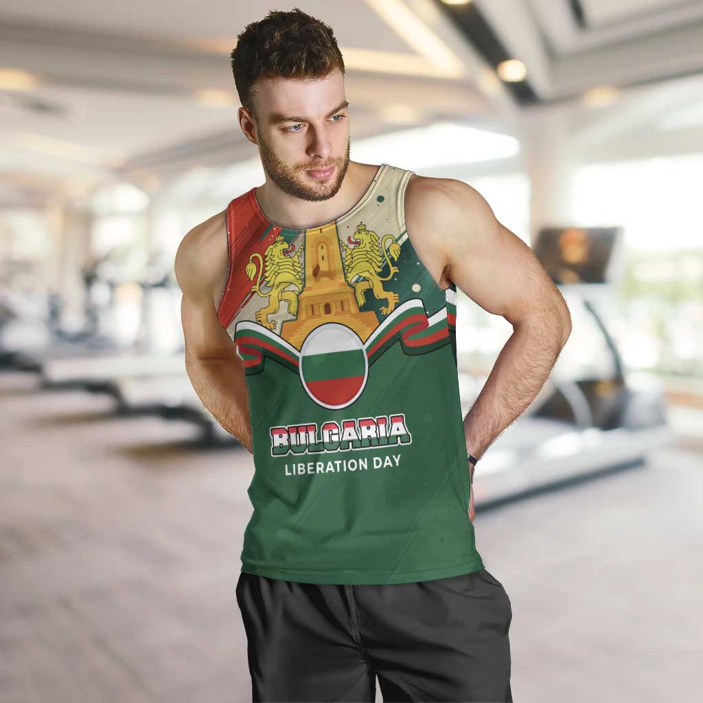 Bulgaria Liberation Day Men Tank Top with Shipka Monument and Tricolor Lion Graphic