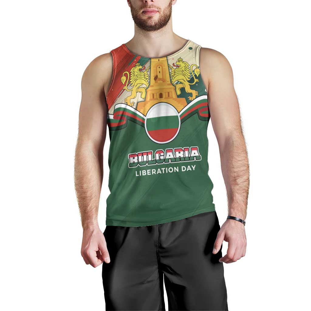 Bulgaria Liberation Day Men Tank Top with Shipka Monument and Tricolor Lion Graphic