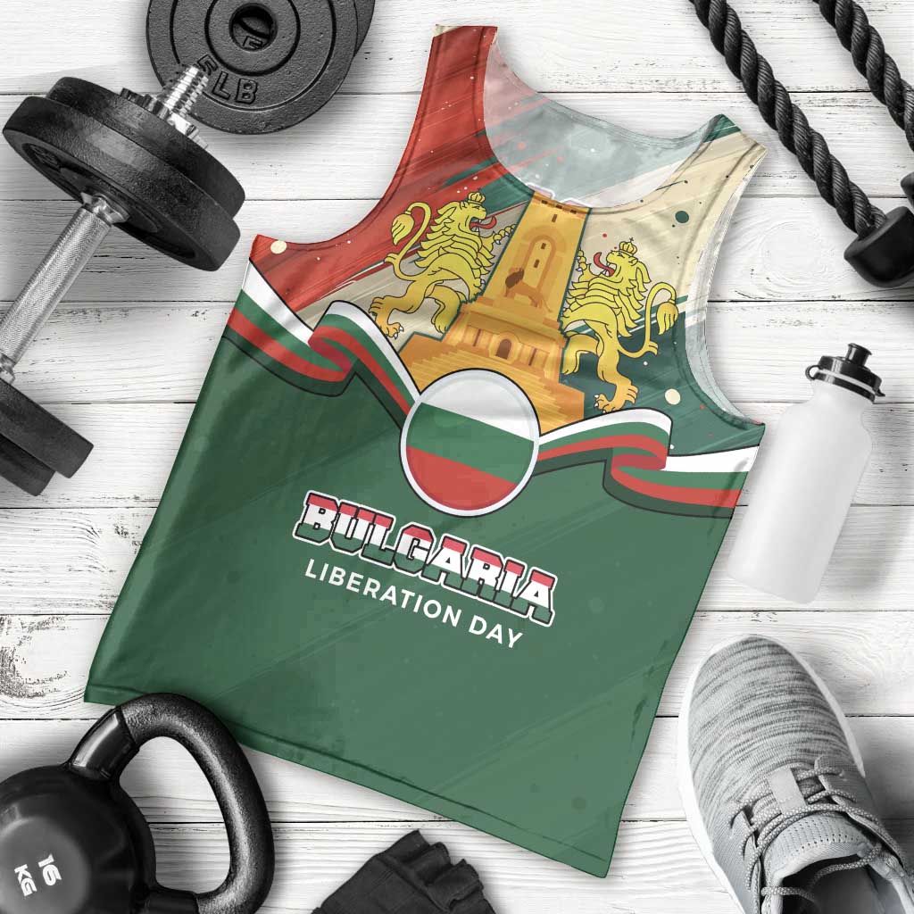 Bulgaria Liberation Day Men Tank Top with Shipka Monument and Tricolor Lion Graphic