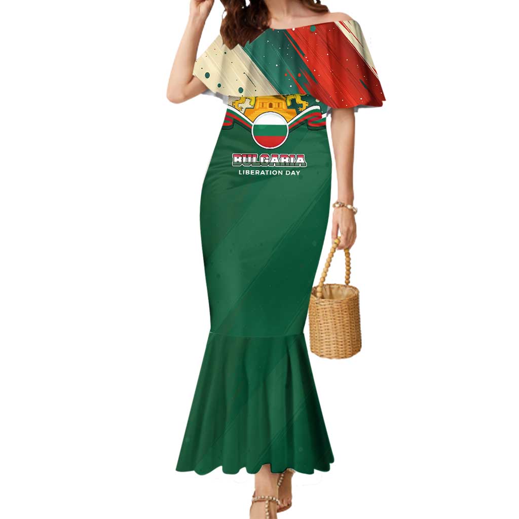 Bulgaria Liberation Day Mermaid Dress with Shipka Monument and Tricolor Lion Graphic
