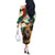 Bulgaria Liberation Day Off The Shoulder Long Sleeve Dress with Shipka Monument and Tricolor Lion Graphic