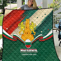 Bulgaria Liberation Day Quilt with Shipka Monument and Tricolor Lion Graphic