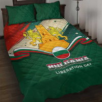 Bulgaria Liberation Day Quilt Bed Set with Shipka Monument and Tricolor Lion Graphic