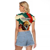 Bulgaria Liberation Day Raglan Cropped T Shirt with Shipka Monument and Tricolor Lion Graphic