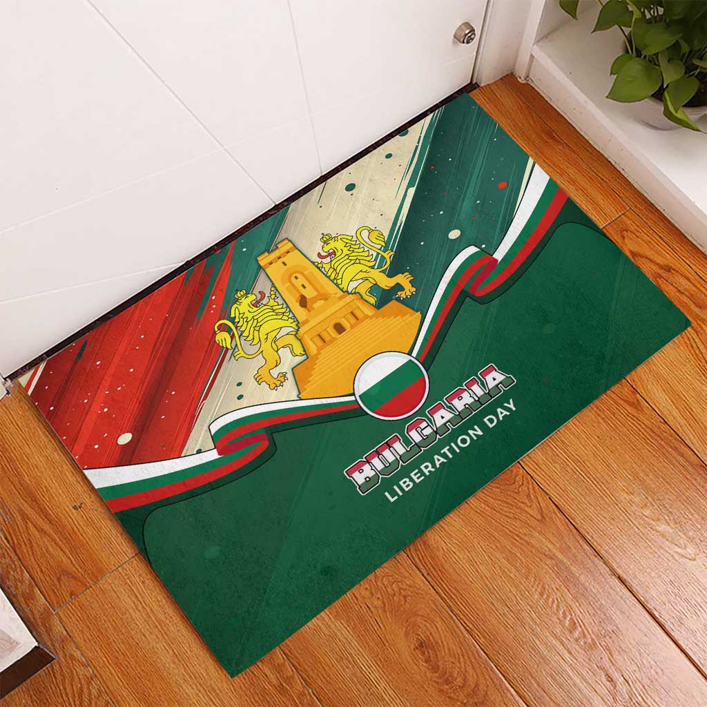 Bulgaria Liberation Day Rubber Doormat with Shipka Monument and Tricolor Lion Graphic