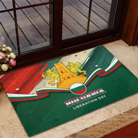 Bulgaria Liberation Day Rubber Doormat with Shipka Monument and Tricolor Lion Graphic