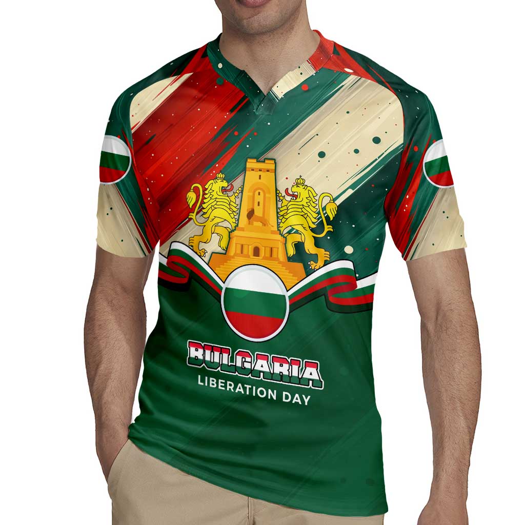 Bulgaria Liberation Day Rugby Jersey with Shipka Monument and Tricolor Lion Graphic