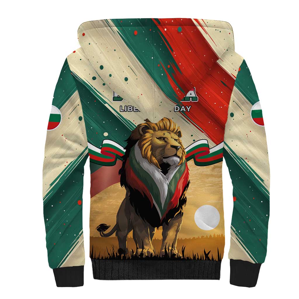 Bulgaria Liberation Day Sherpa Hoodie with Shipka Monument and Tricolor Lion Graphic