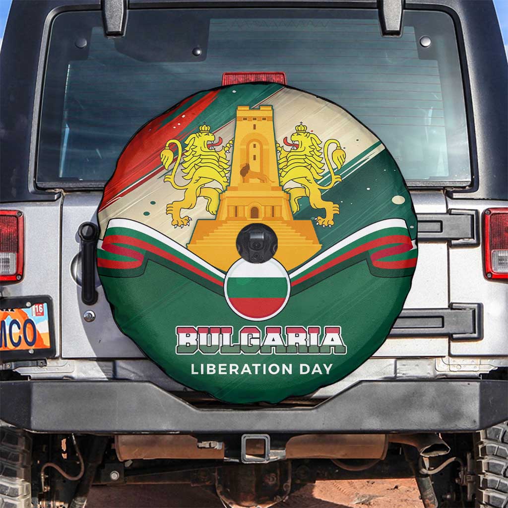 Bulgaria Liberation Day Spare Tire Cover with Shipka Monument and Tricolor Lion Graphic