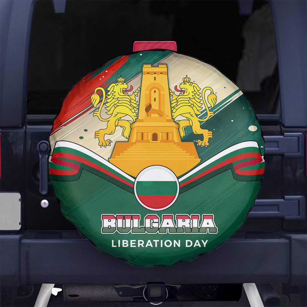 Bulgaria Liberation Day Spare Tire Cover with Shipka Monument and Tricolor Lion Graphic