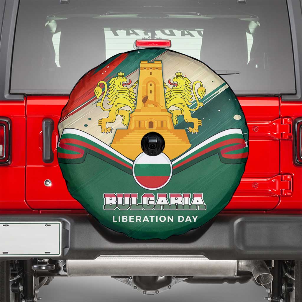 Bulgaria Liberation Day Spare Tire Cover with Shipka Monument and Tricolor Lion Graphic