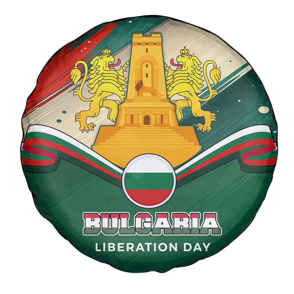 Bulgaria Liberation Day Spare Tire Cover with Shipka Monument and Tricolor Lion Graphic