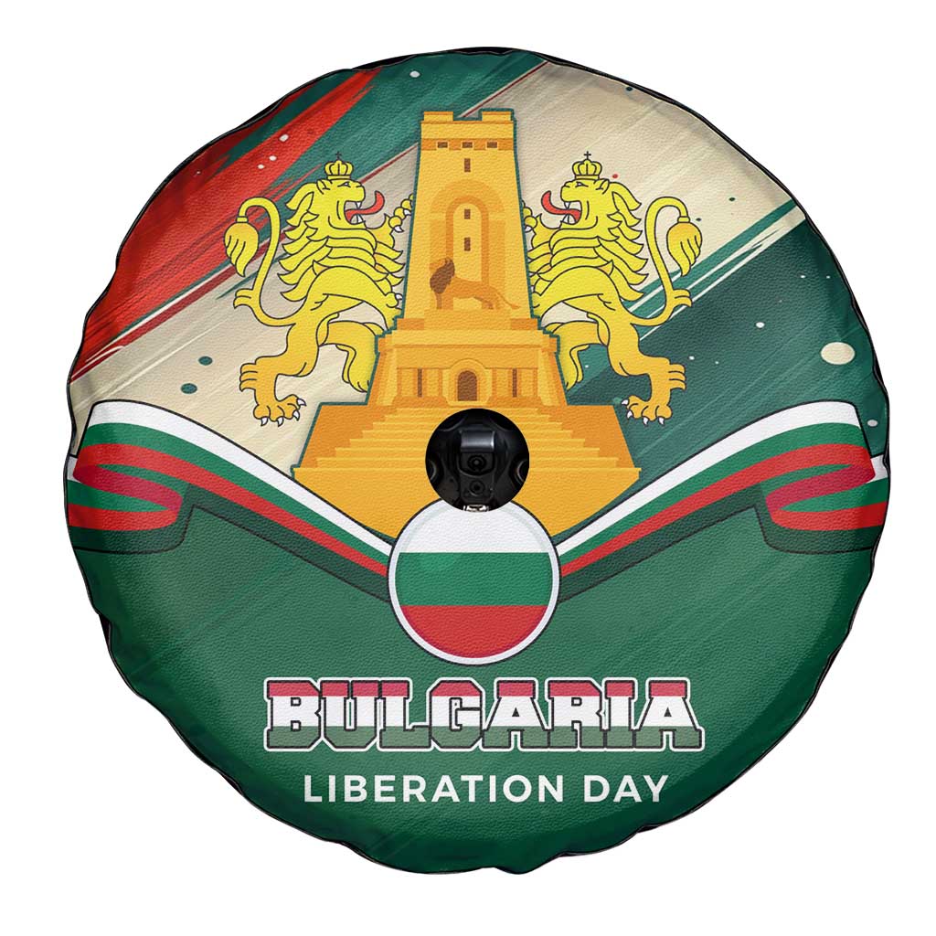 Bulgaria Liberation Day Spare Tire Cover with Shipka Monument and Tricolor Lion Graphic
