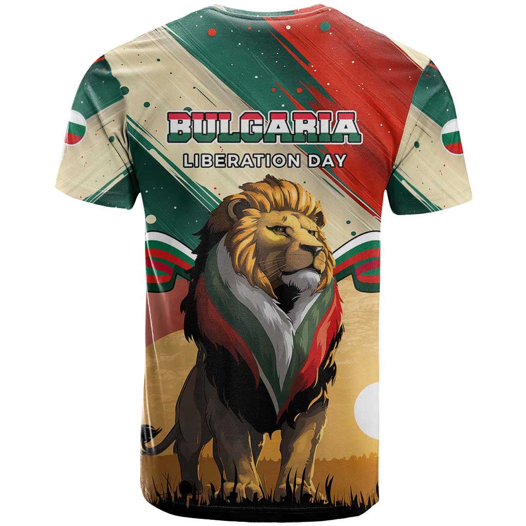 Bulgaria Liberation Day T Shirt with Shipka Monument and Tricolor Lion Graphic